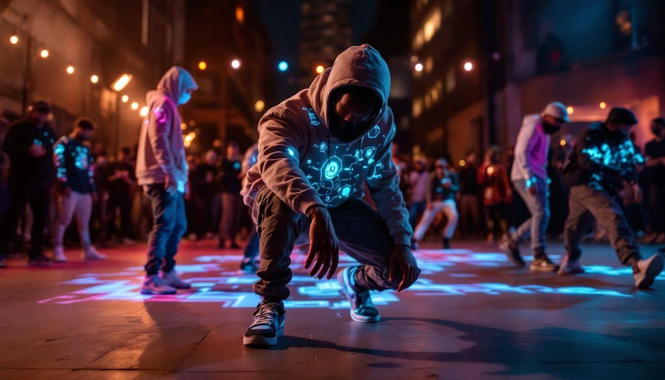 hombre bailando con capucha