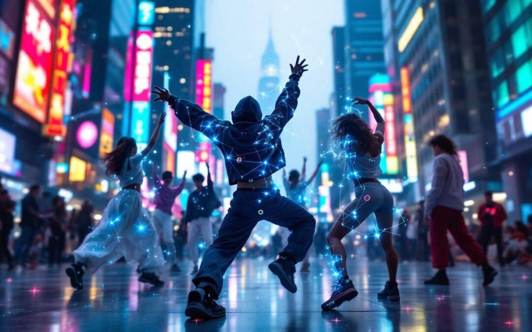 personas bailando en Times Square