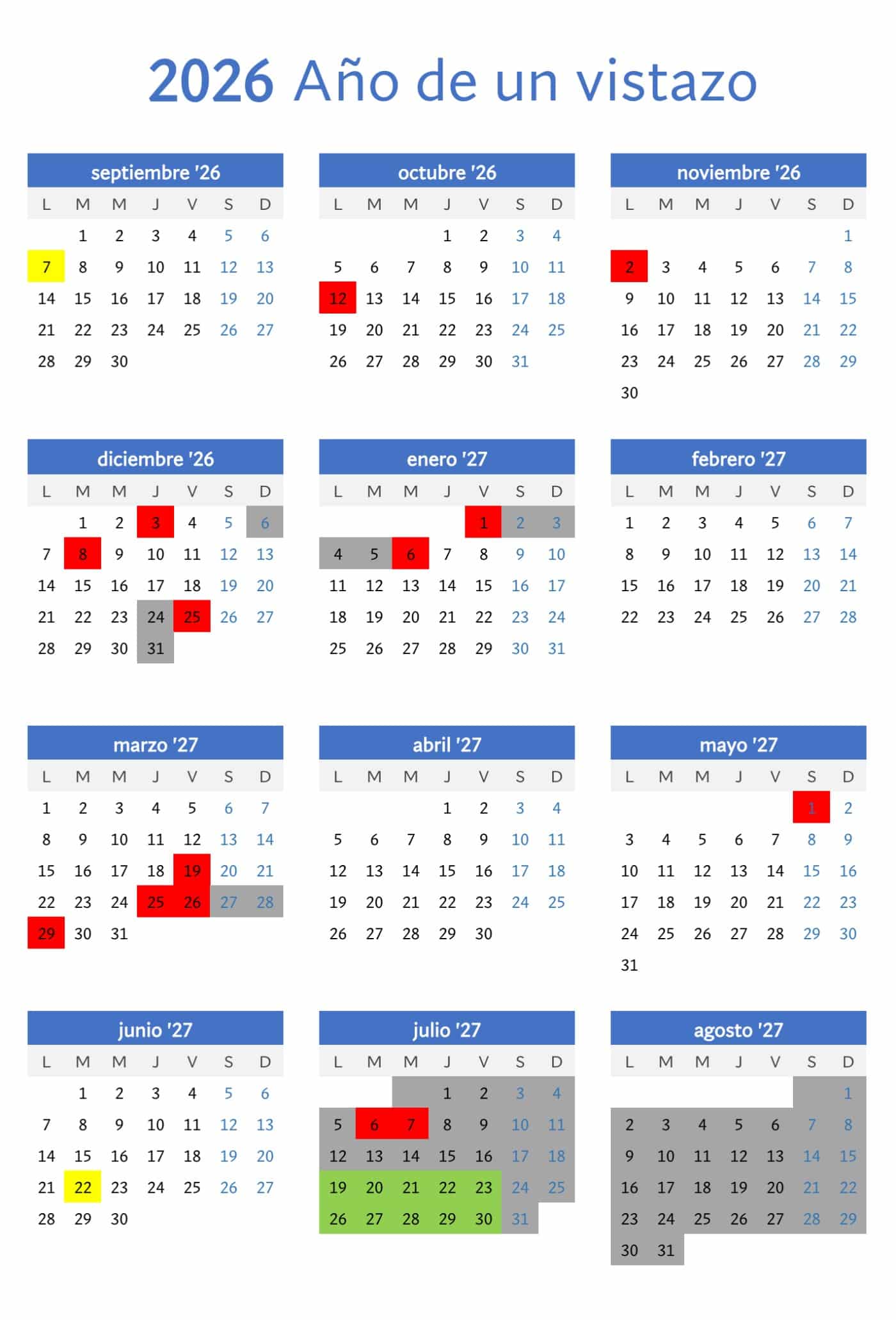 calendario 2026